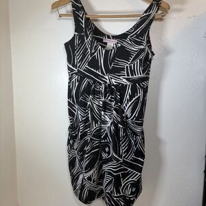 Pacific Beach Black Tank Dress Floral Accent Sleeveless S Vacation Pockets Comfy